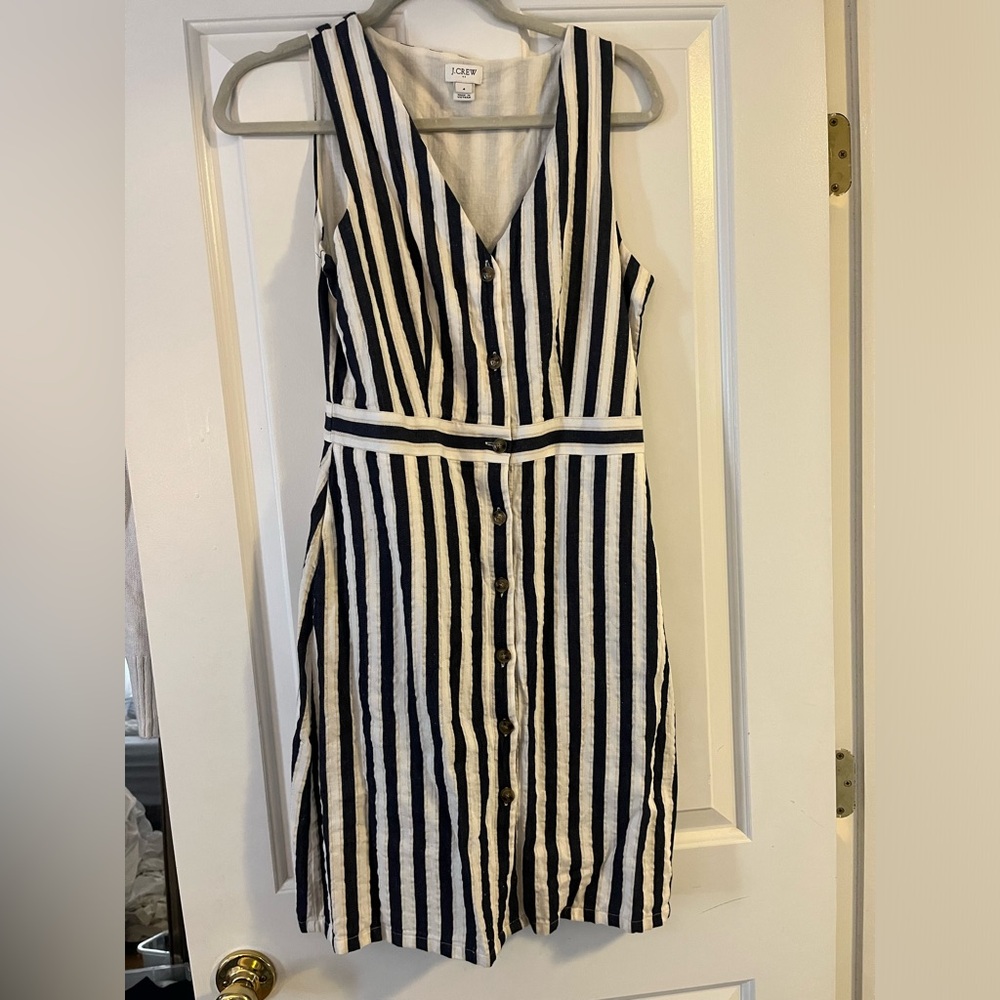 J Crew Striped Sleeveless Button-Down Dress